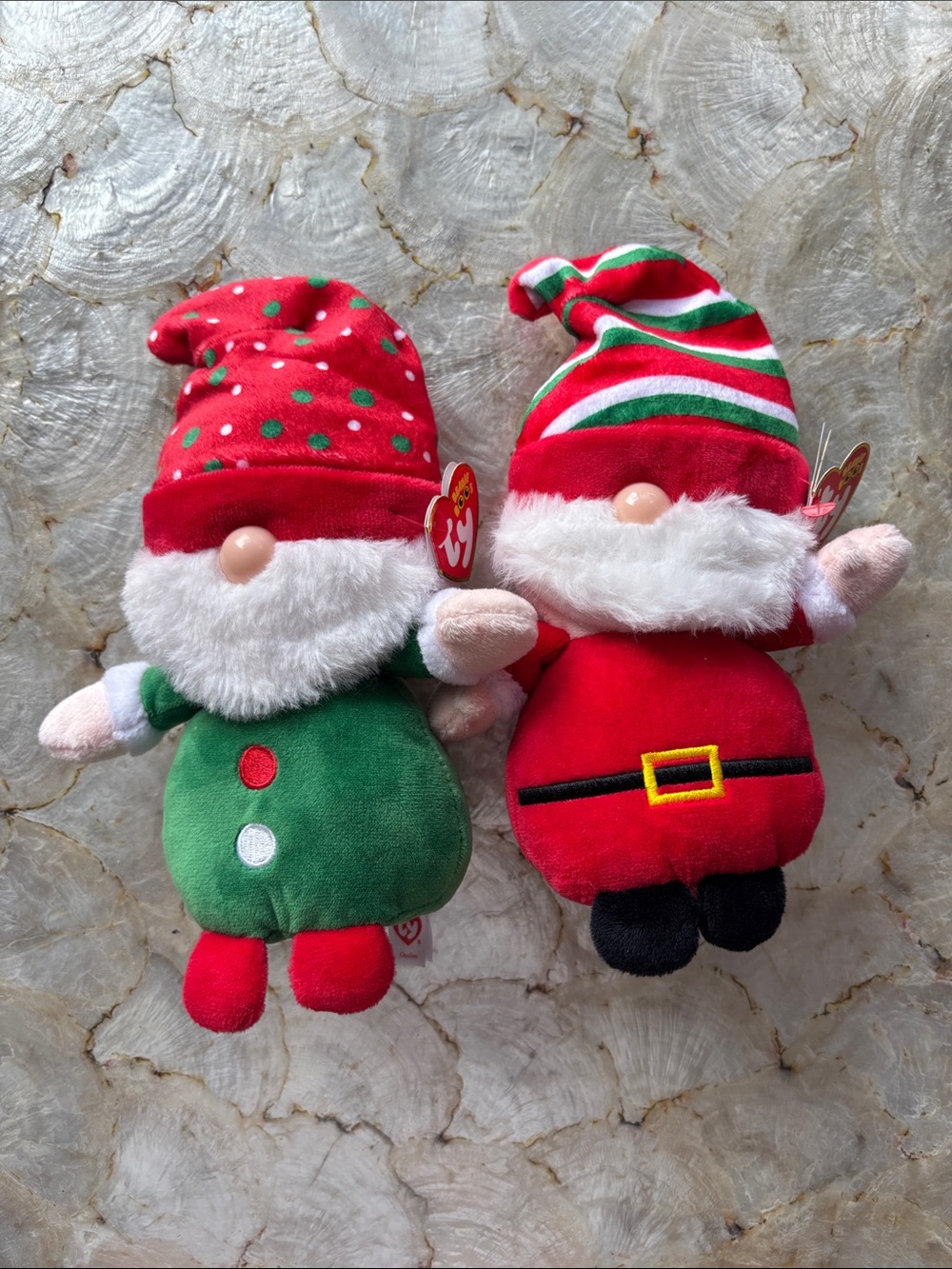 Ty Holiday Gnome Plush Pair - Red, Green, White